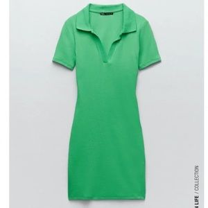 Zara RIBBED POLO DRESS